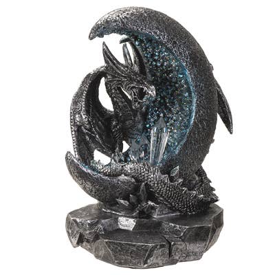 Dragon on Geode Moon Lights Up