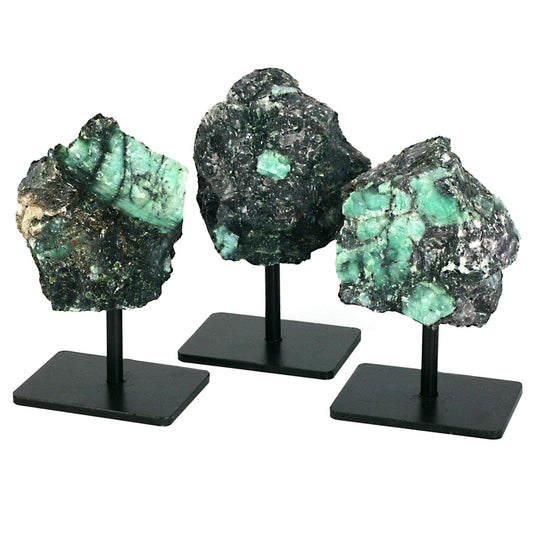 Crystal Emerald on Metal Stand - Raw Emerald Chunk