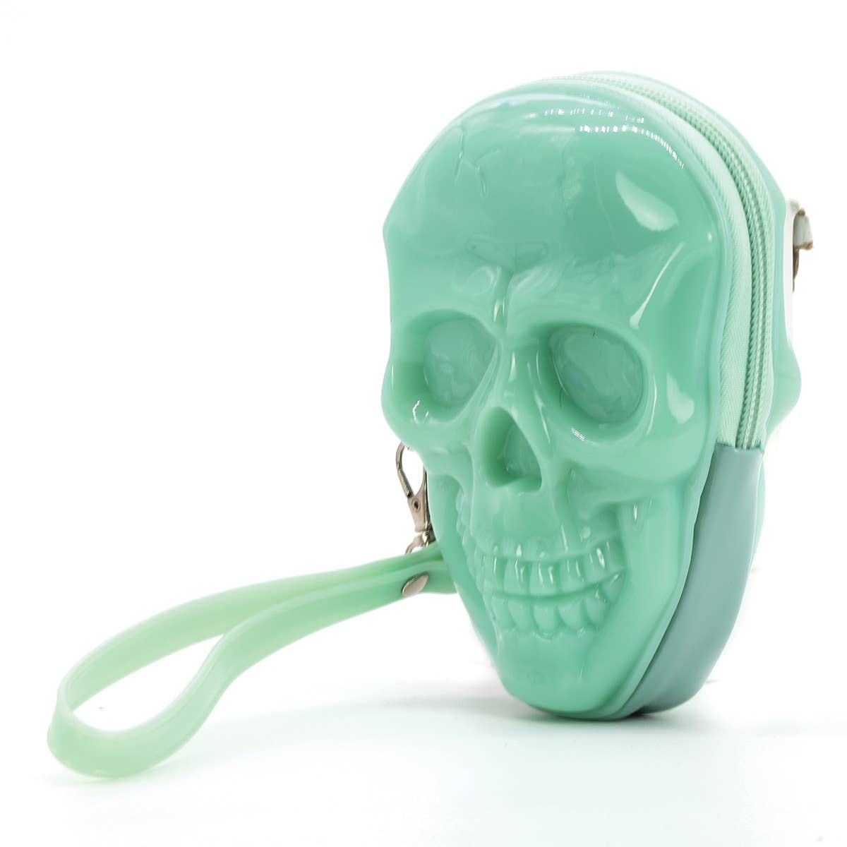 Smiling Skull Zippered Wristlet