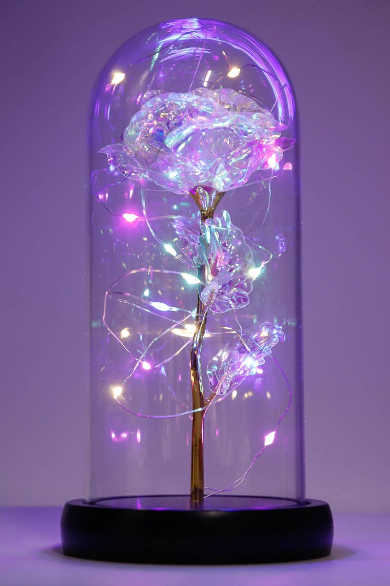 Tall Metallic Galaxy Rose Dome LED Light Stand