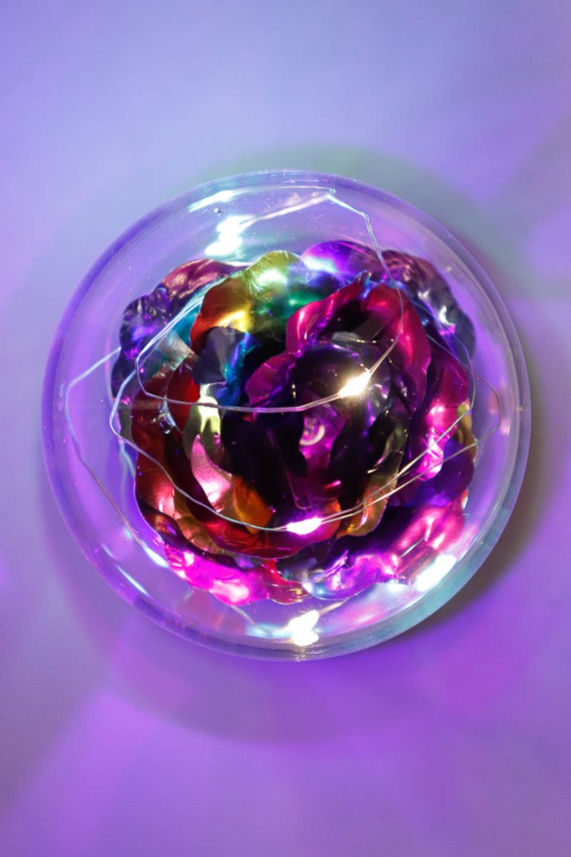 Tall Metallic Galaxy Rose Dome LED Light Stand