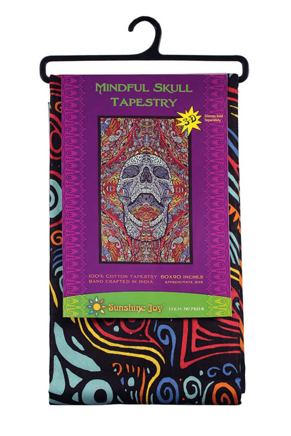 3D Tapestry Mindful Skull Hanger Packaged Tapestries Hippie