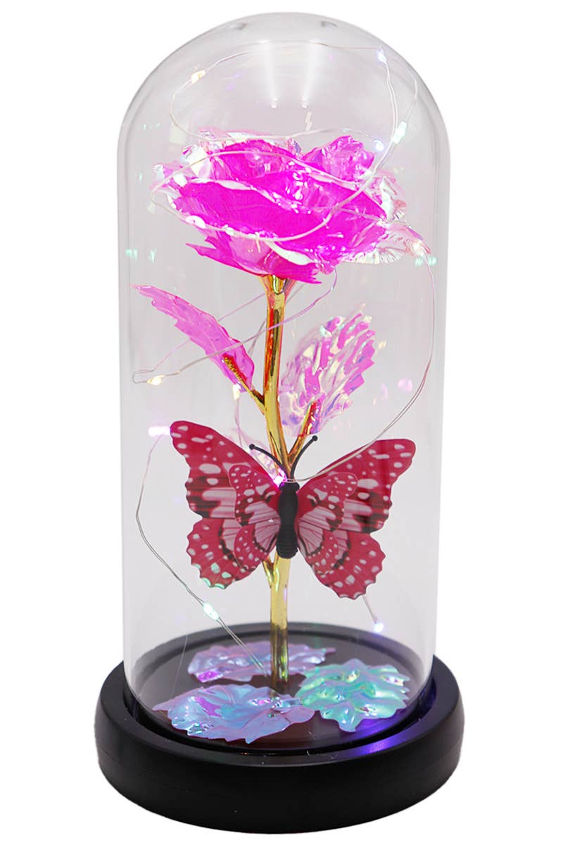 Butterfly Metallic Galaxy Rose LED Light Stand