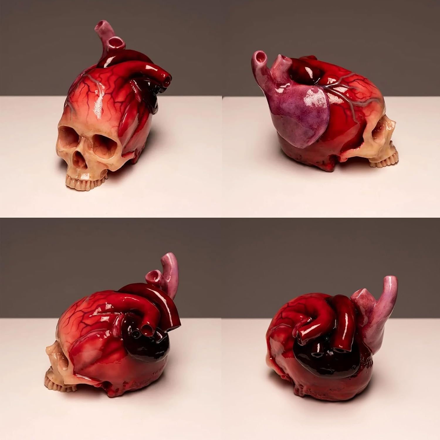 Creative Skull Heart Desk Tabletop Decorative Heart Shaped Decorations Realistic Heart Sculpture