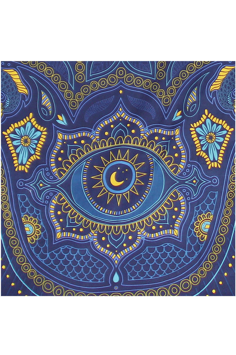 3D Tapestry Hamsa Hand Blue Tapestries