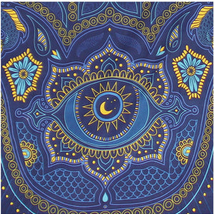 3D Tapestry Hamsa Hand Blue Tapestries