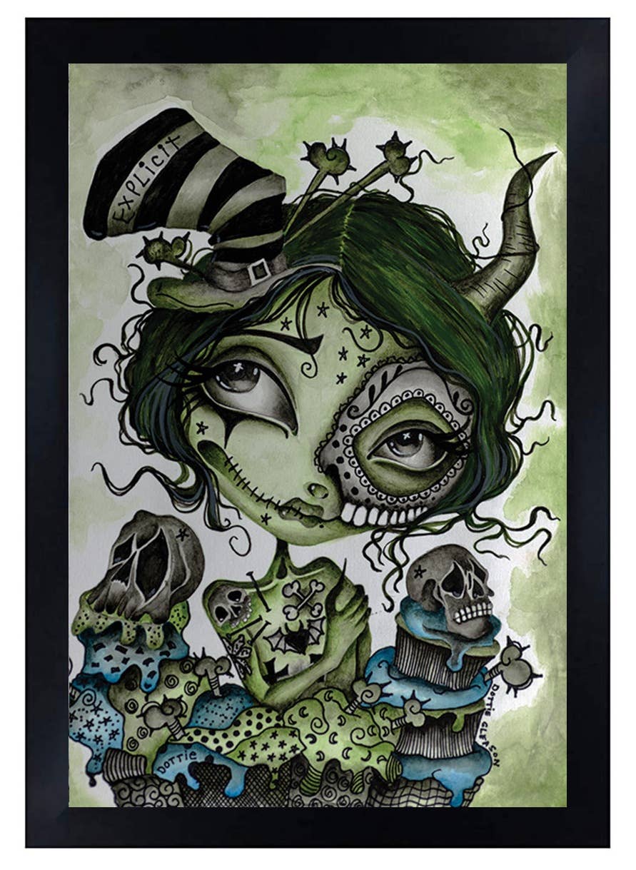 Explicit Zombie Girl - Art Print - Framed