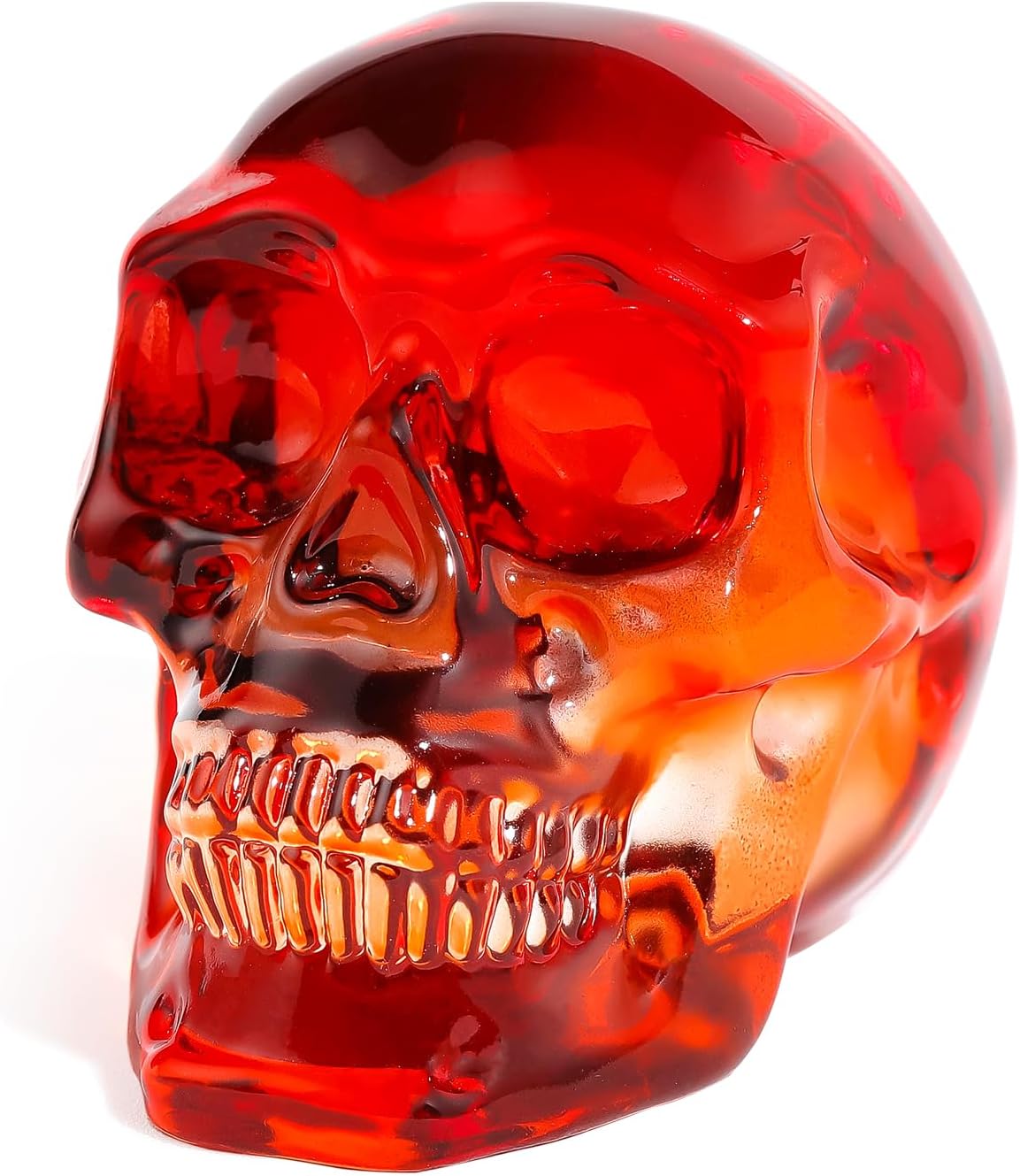 Crystal Orange Red Skull Figurines 2.8"