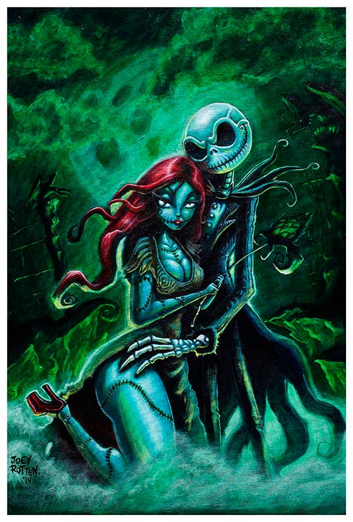 Jack & Sally - Art Print - Framed