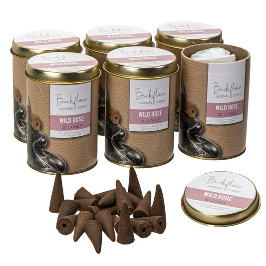 Wild Rose Jumbo Backflow Incense Cones 20 per Container