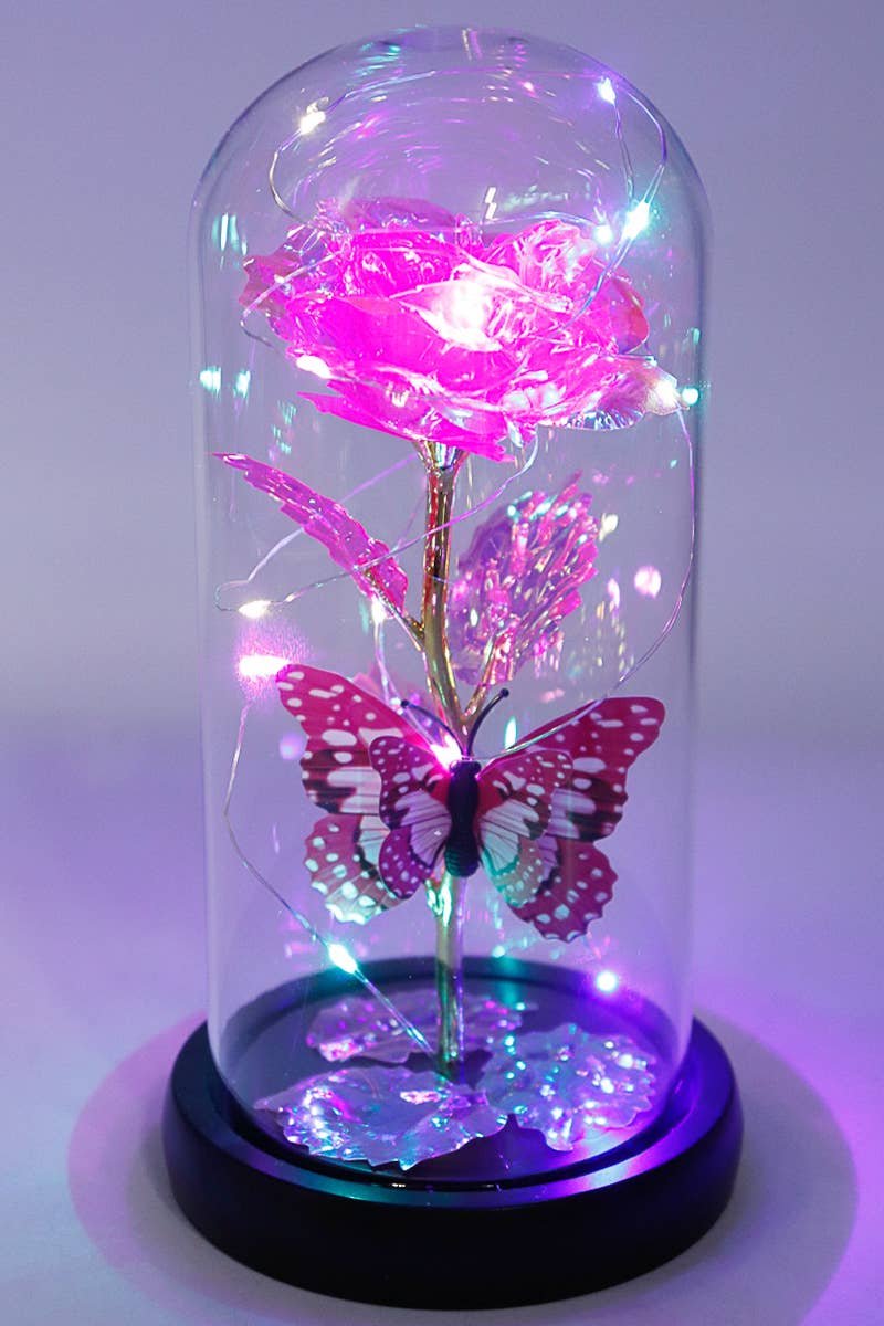 Butterfly Metallic Galaxy Rose LED Light Stand