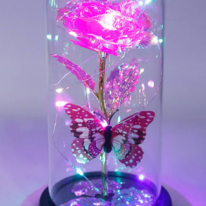 Butterfly Metallic Galaxy Rose LED Light Stand