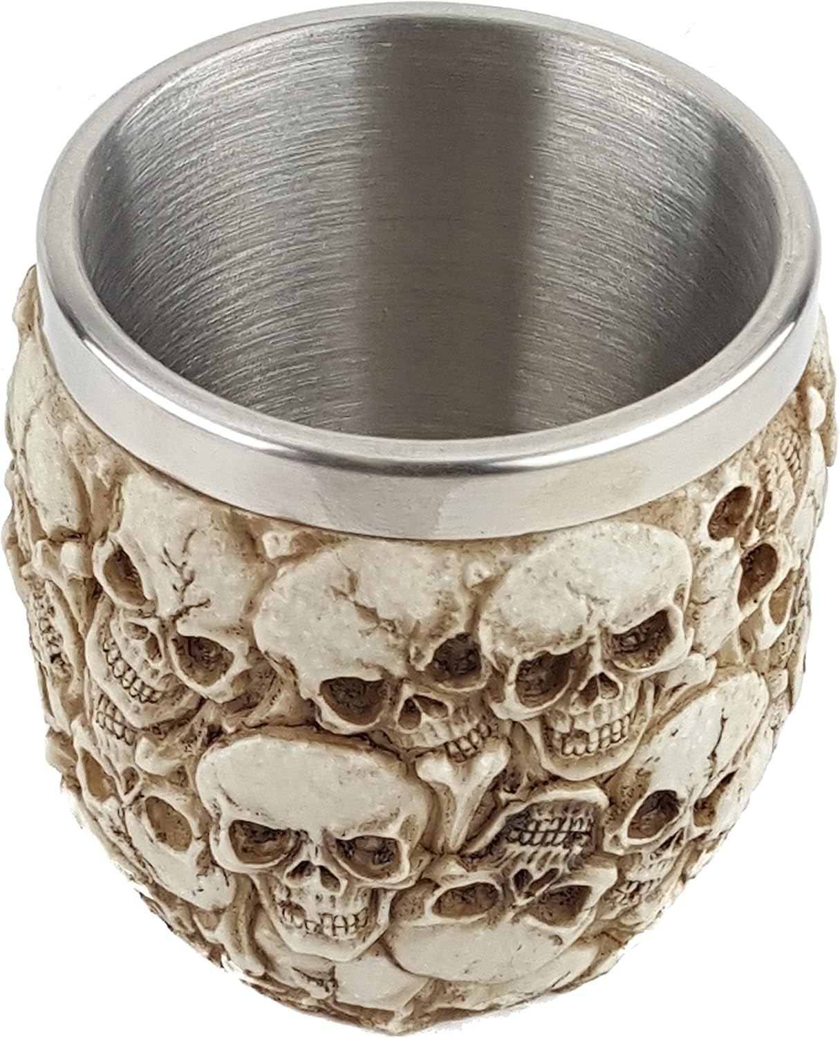 Stacked Skulls, 3D Novelty Ossuary Cup, Stainless Steel Liner