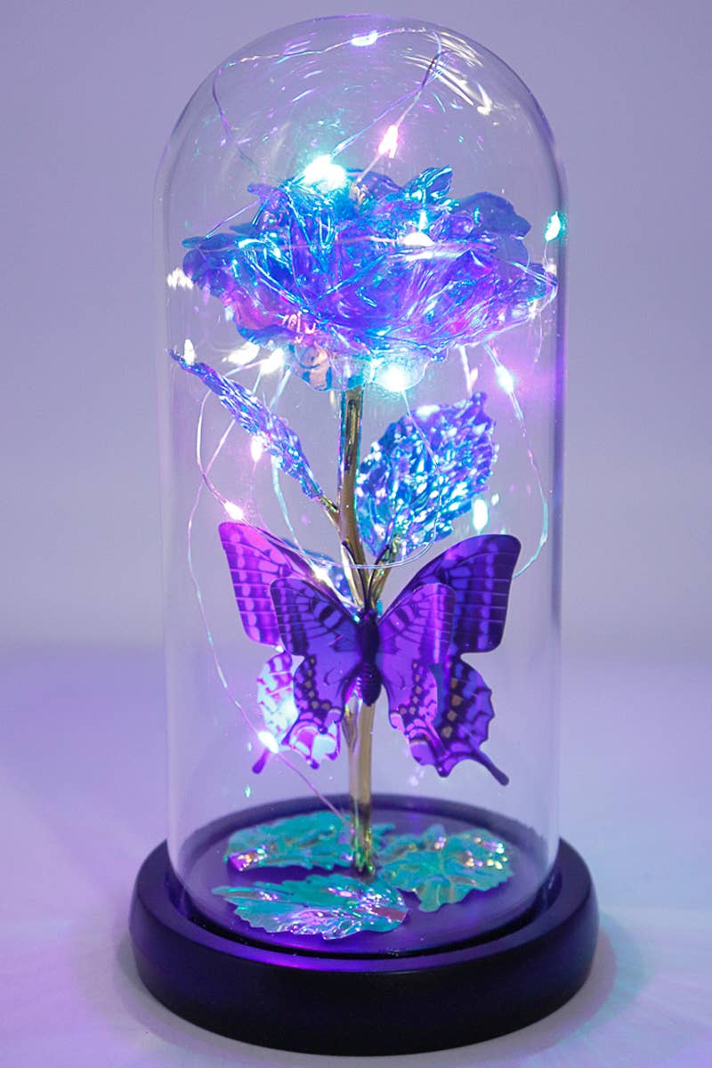 Butterfly Metallic Galaxy Rose LED Light Stand