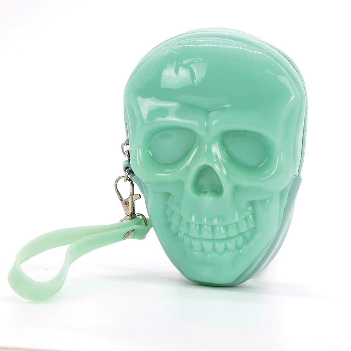 Smiling Skull Zippered Wristlet