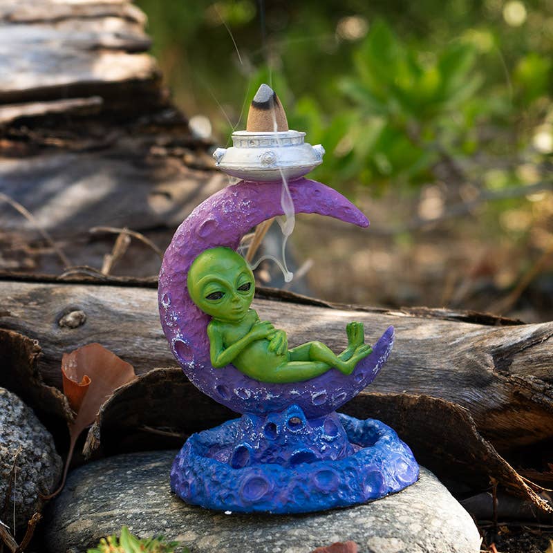 Alien on Moon Backflow Incense Burner