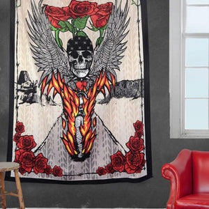 3D Fire Biker Motorcycle Tapestry