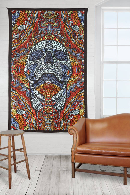 3D Tapestry Mindful Skull Hanger Packaged Tapestries Hippie