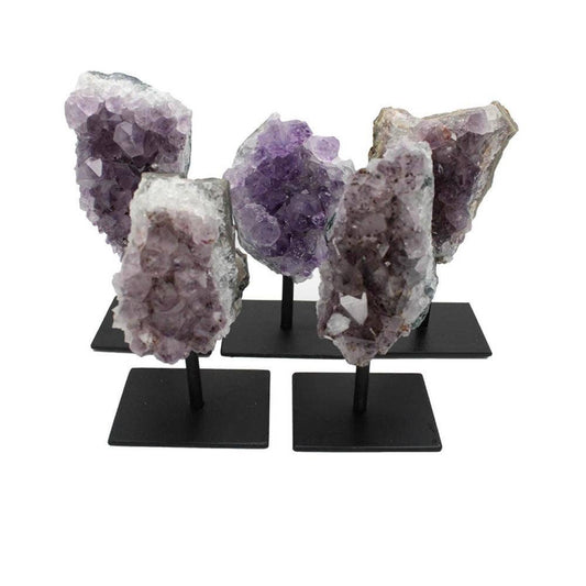 Crystal Amethyst Cluster on Metal Stand