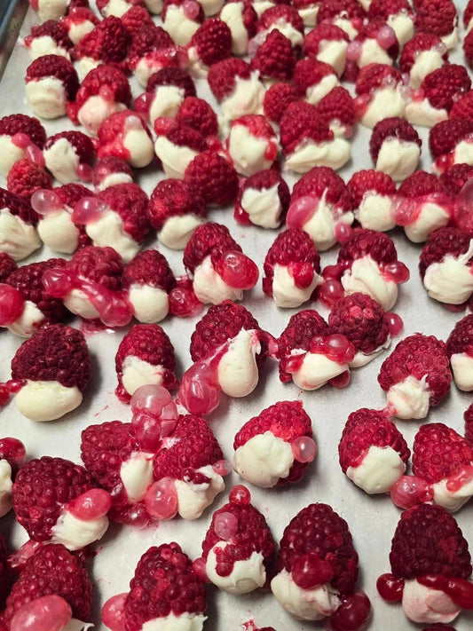 Freeze Dried raspberries with cream cheese icing