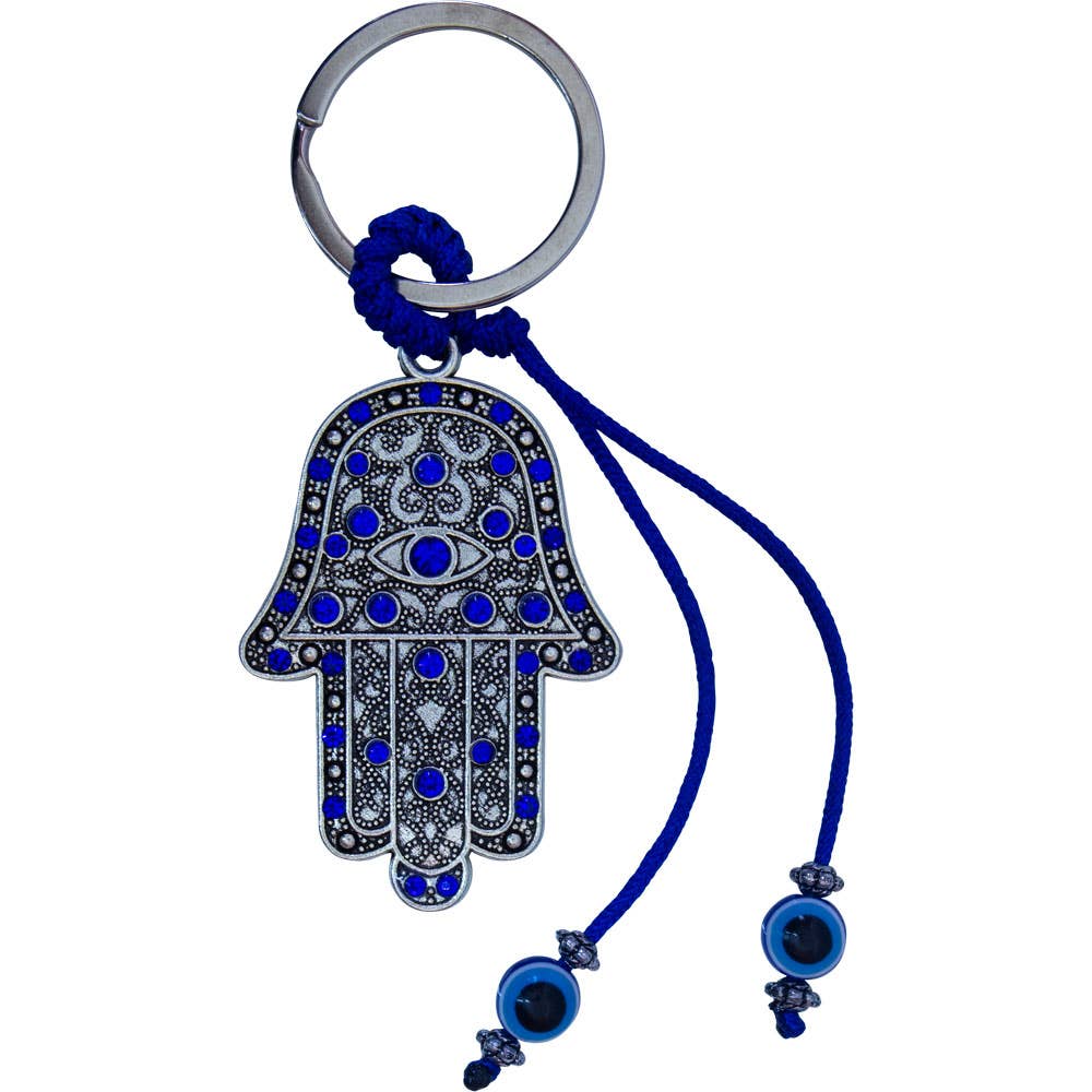 Evil Eye Talisman Key Ring - Fatima Hand w/ Gems (Each)