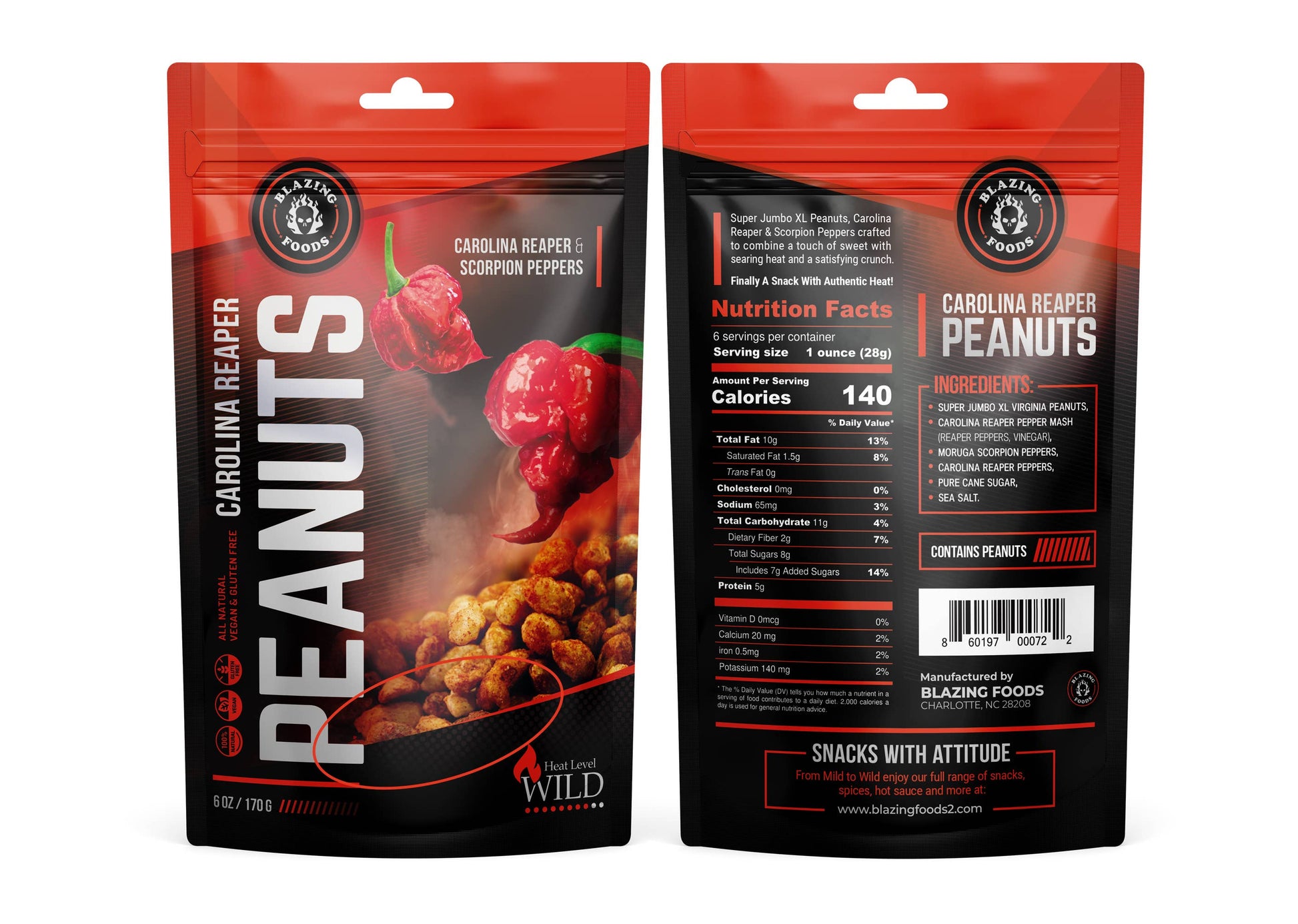 Carolina Reaper Peanuts 6 OZ - WILD