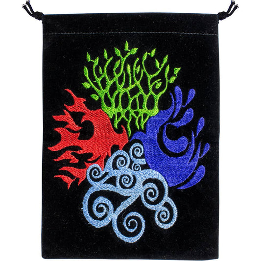 Unlined Velvet Bag Embroidered 4 Elements (Each)