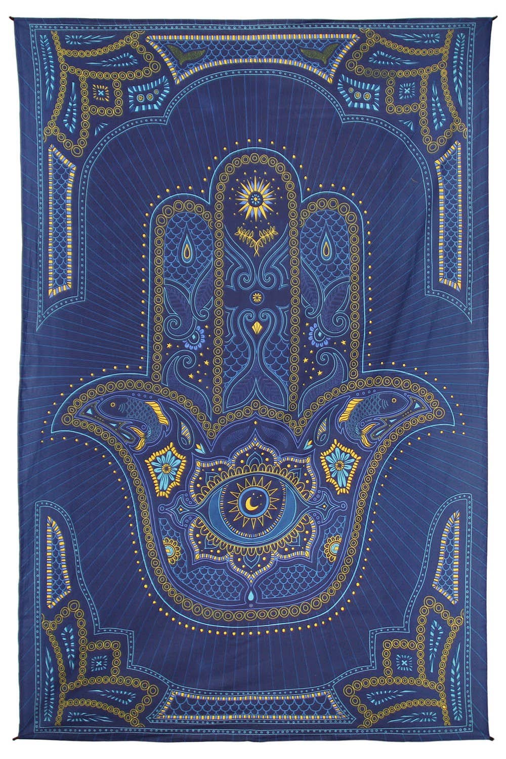 3D Tapestry Hamsa Hand Blue Tapestries