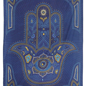 3D Tapestry Hamsa Hand Blue Tapestries