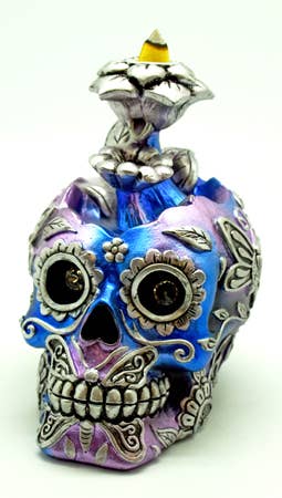 Metallic Skull Back Flow  Incense Burner