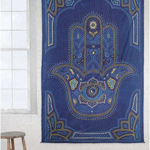 3D Tapestry Hamsa Hand Blue Tapestries